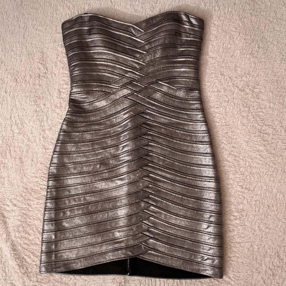 BCBG silver cocktail dress